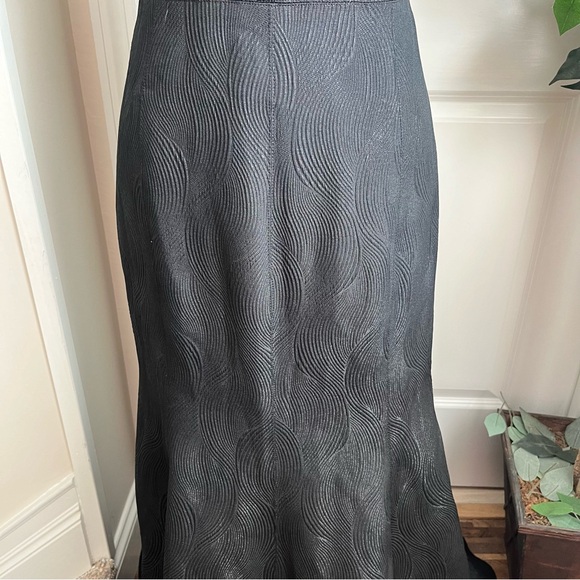 Halston Heritage Evening Sleeveless Jacquard Metallic Trumpet Gown Black Sz 8 - Picture 6 of 16